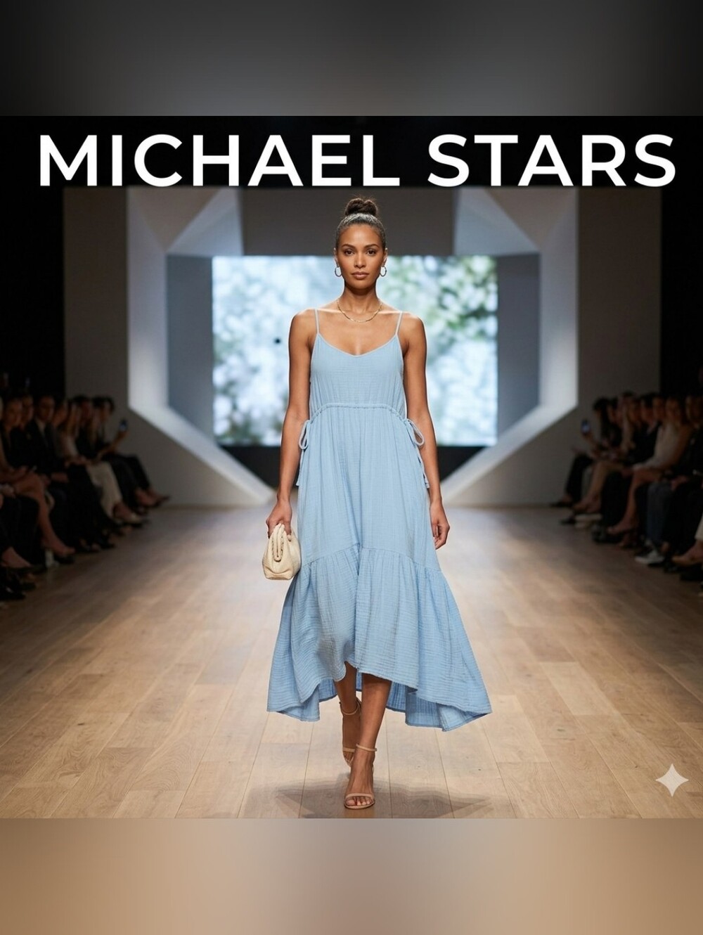 Michael Stars Powder Blue Cotton Gauze High-Low Maxi Dress